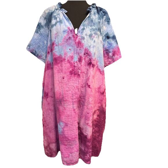 Old Navy Dresses & Skirts - Old Navy Shirt Dress 2X Womens Lounge Beach Coverup Casual Tie Dye Pockets